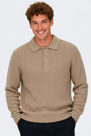 ONLY & SONS Dale Relaxed Fit Polo Knit Walnut