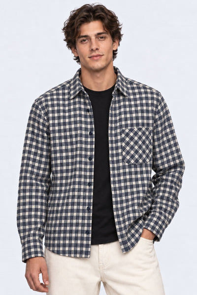 Clean Cut Copenhagen Julius Checked Overshirt Ecru