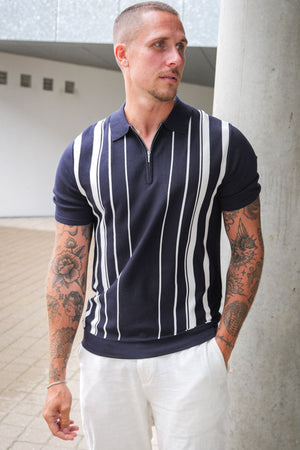 ONLY & SONS Wyler Regular Fit Zip Polo Knit Dark Navy