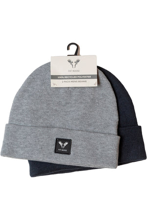 Fat Moose Base 2-pack beanie Dark navy/Light grey melange