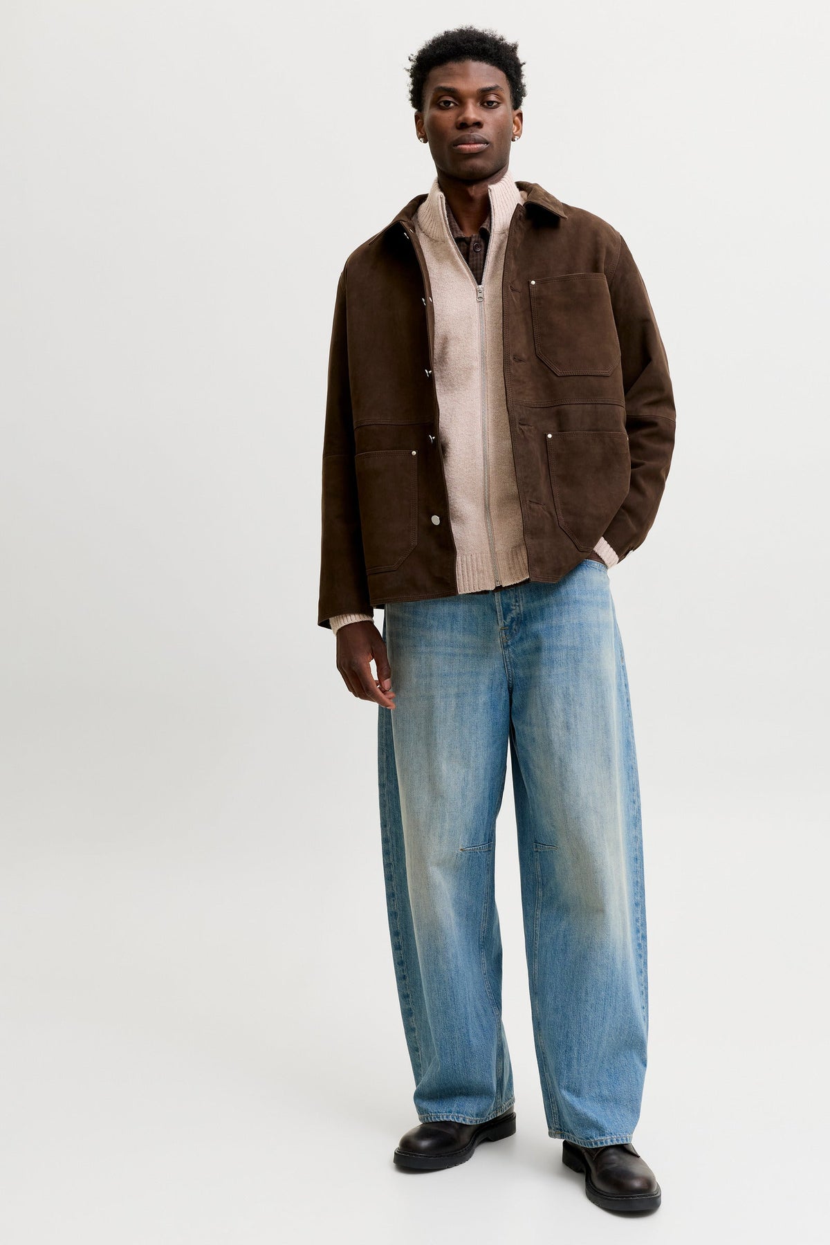 Jack & Jones Soho Ollie Knit High Neck Zip Car Atmosphere