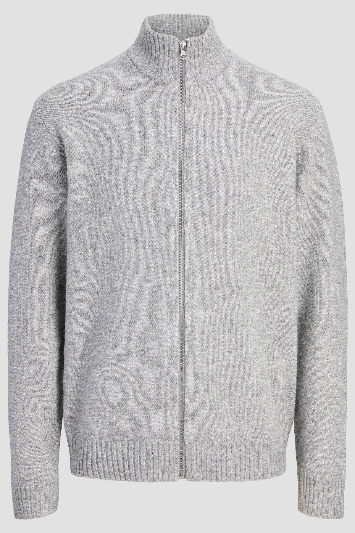 Jack & Jones Soho Ollie Knit High Neck Zip Car Light Grey Melange