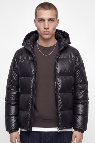 Jack & Jones Club Shiny Puffer Jacket Black