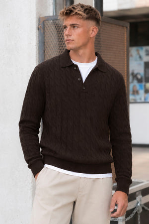 ONLY & SONS Kicker Cabel Polo Knit Demitasse