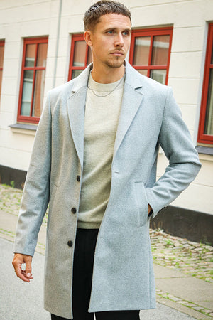 Jack & Jones Harrison Wool Coat Light Grey Melange