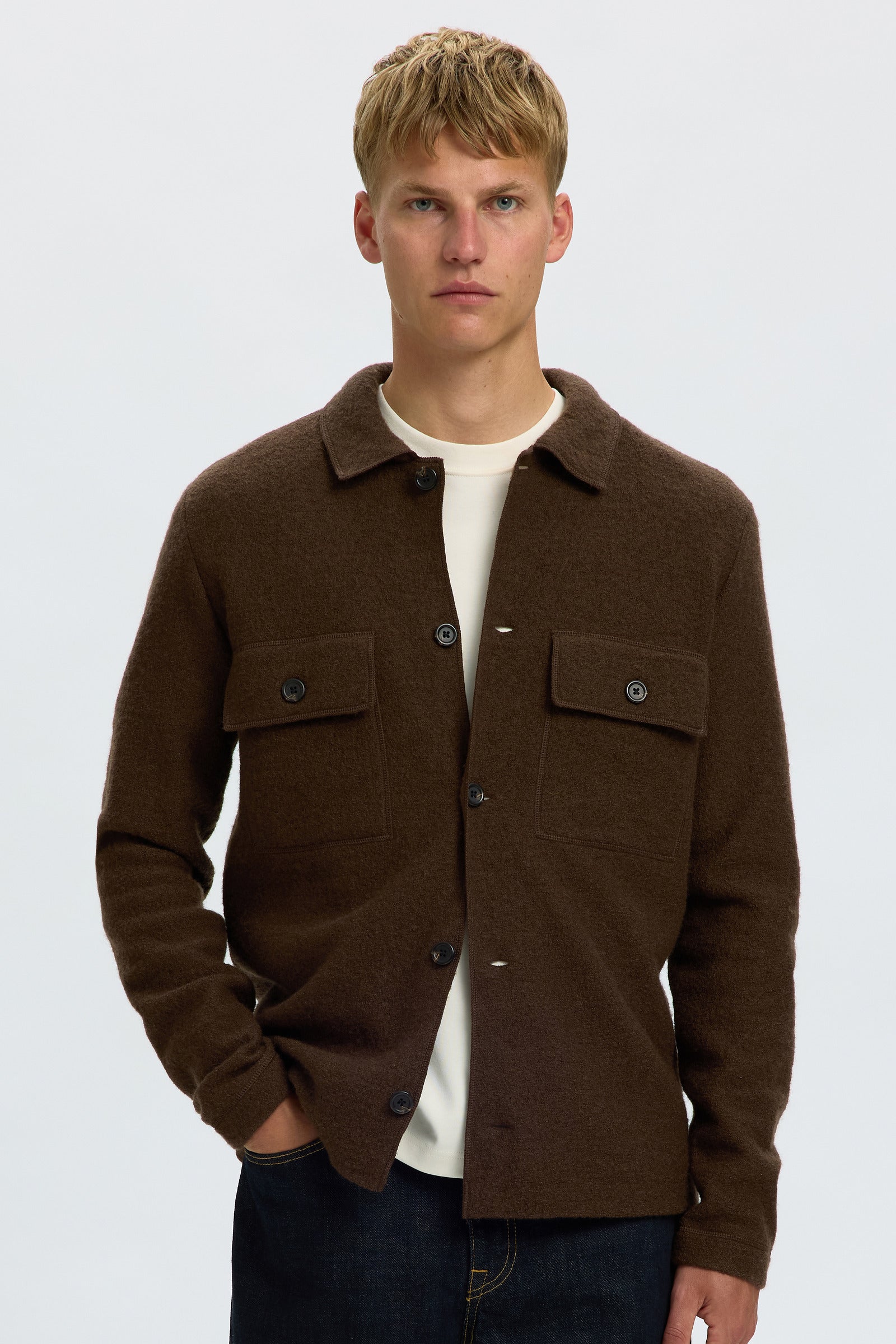 Selected Nealy Ls Knit Reg Workwear Cardigan Demitasse