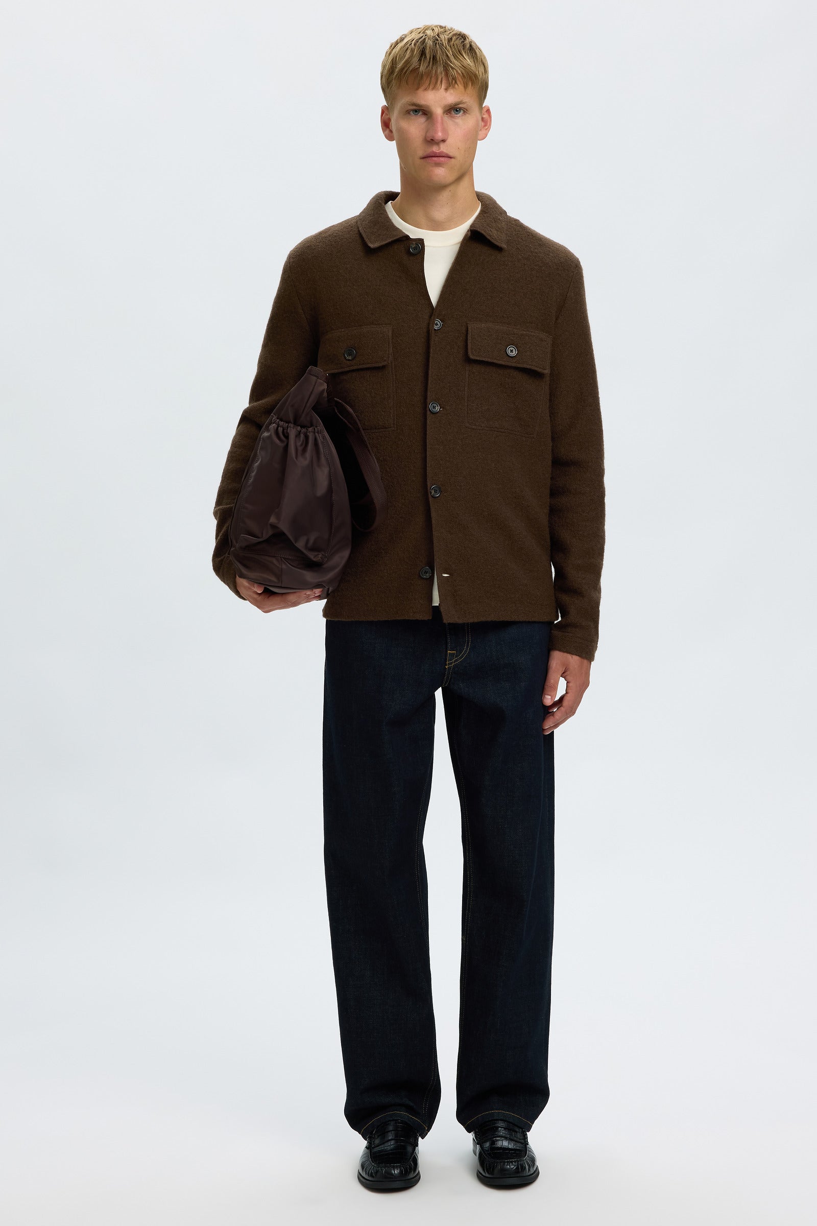 Selected Nealy Ls Knit Reg Workwear Cardigan Demitasse