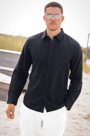 Selected Slim Sun Linen Shirt LS Black