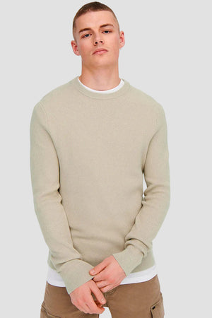 ONLY & SONS PHIL STRUC CREW KNIT Silver Lining