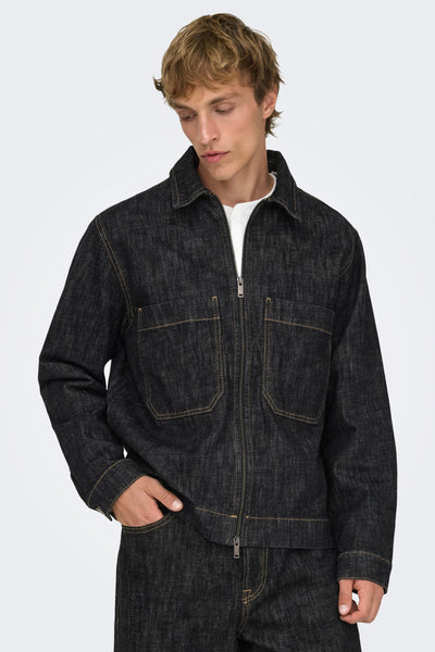 Only & Sons Cassel Rinse Denim Jacket Black