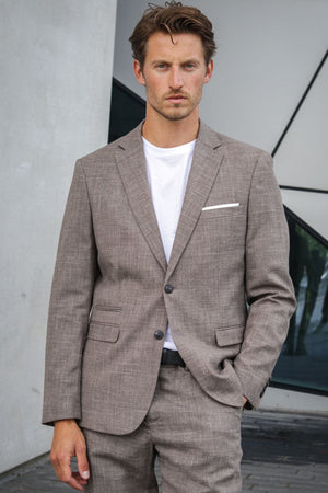 Selected SLIM OASIS LINEN BLAZER Dark Sand Melange