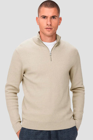 ONLY & SONS PHIL COTTON HALF ZIP KNIT Silver Lining