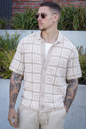 ONLY & SONS Bart Relax SS Knit Shirt Silver Lining