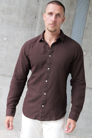 ONLY & SONS Caiden LS Linen Shirt Coffee Bean