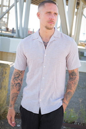 ONLY & SONS Caiden SS Resort Linen Shirt Chinchilla
