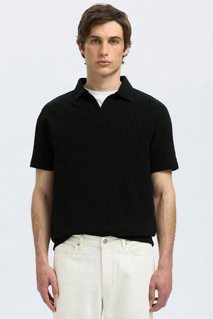 Selected Blake Split Neck Regular Fit SS Polo Black