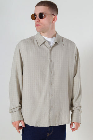 ONLY & SONS Latham LS Linen Structure Shirt Silver Lining