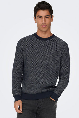 ONLY & SONS Morgan Regular Structure Crew Neck Navy Blazer