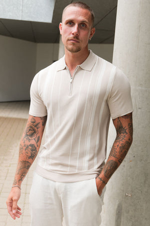 ONLY & SONS Wyler Regular Fit Zip Polo Knit Silver Lining