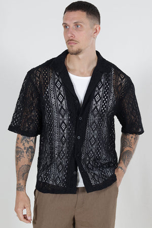 ONLY & SONS Novak Relax Resort SS Lace Shirt Black