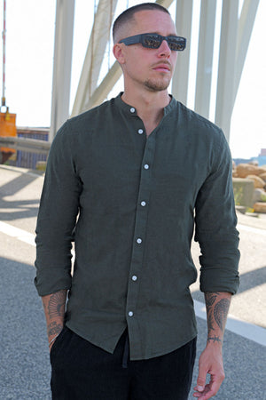 ONLY & SONS Caiden LS Linen Mao Shirt Kambaba