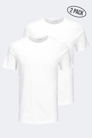 Jack & Jones Basic Crew Tee SS 2-Pack White