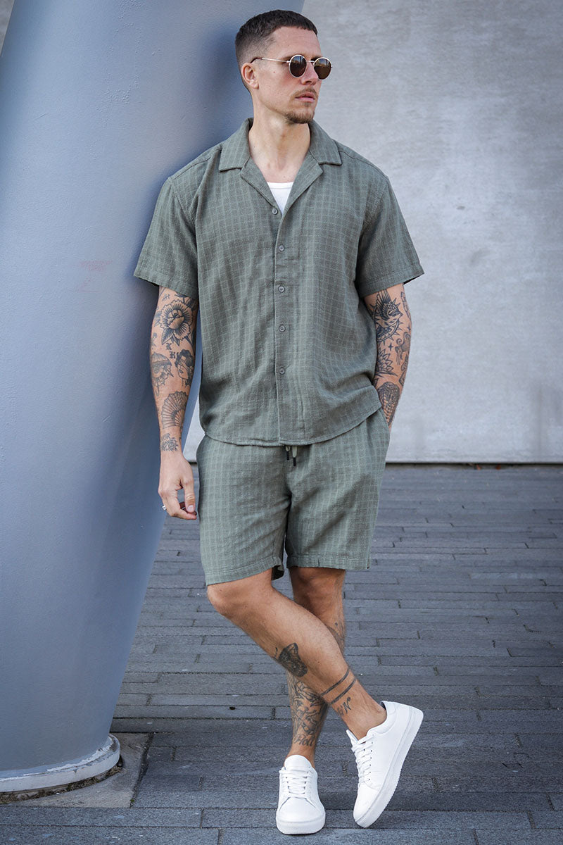 ONLY & SONS Tel Latham Linen Shorts Dusty Olive
