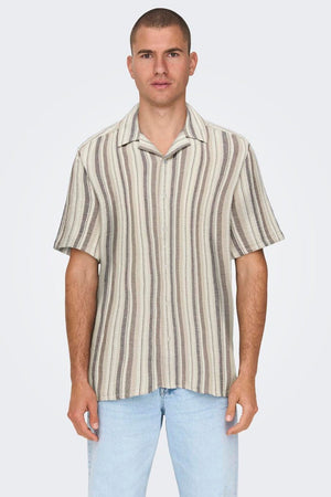 Only & Sons Trev Life Reg Stripe Ss Gardenia