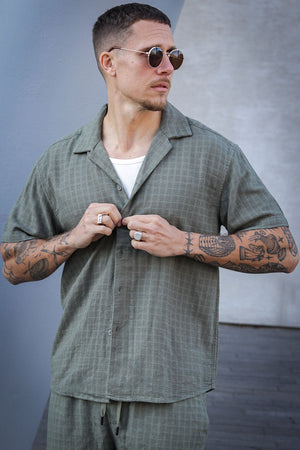 ONLY & SONS Latham Resort Linen Structure Shirt Dusty Olive