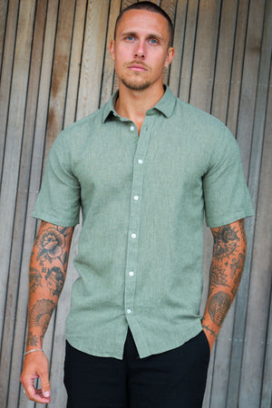 ONLY & SONS Caiden SS Linen Shirt Swamp