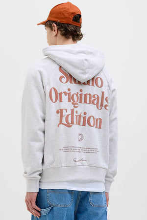 Jack & Jones Acapulco Typo Loose Fit Hoodie Bright White MELANGE