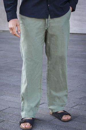 ONLY & SONS Sinus Loose Cotton Linen Pants Sea Spray