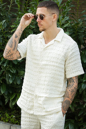 ONLY & SONS Braddock Regular SS Resort Waffle Shirt Egret