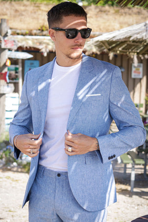 Jack & Jones Riviera Linen Blazer Nautical Blue