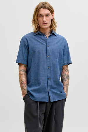 Jack & Jones Summer Shirt Linen Blend SS SN Navy Blazer