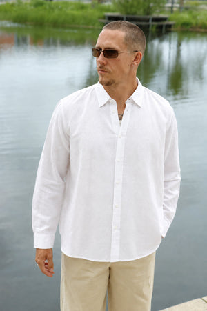 Selected Regclay Linnenblend Ls Shirt Bright White