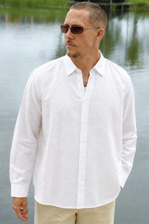 Selected Regclay Linnenblend Ls Shirt Bright White