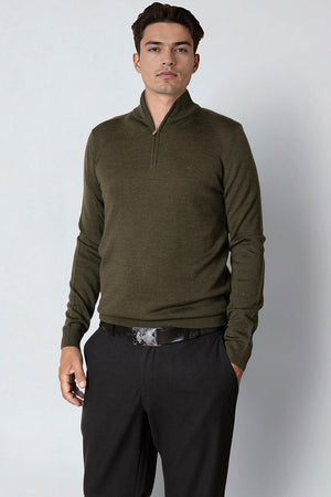 Clean Cut Copenhagen Merino Half Zip Army Melange