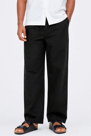 Only & Sons Daves Wide Cotton Linen Pants 0007 Jet Black