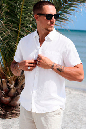 Solid Allan SS Linen Shirt White