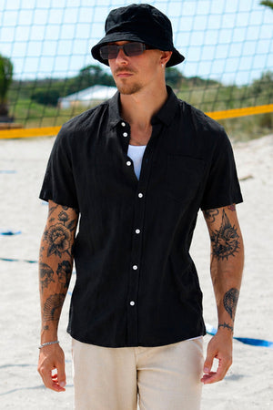 Solid Allan SS Linen Shirt True Black