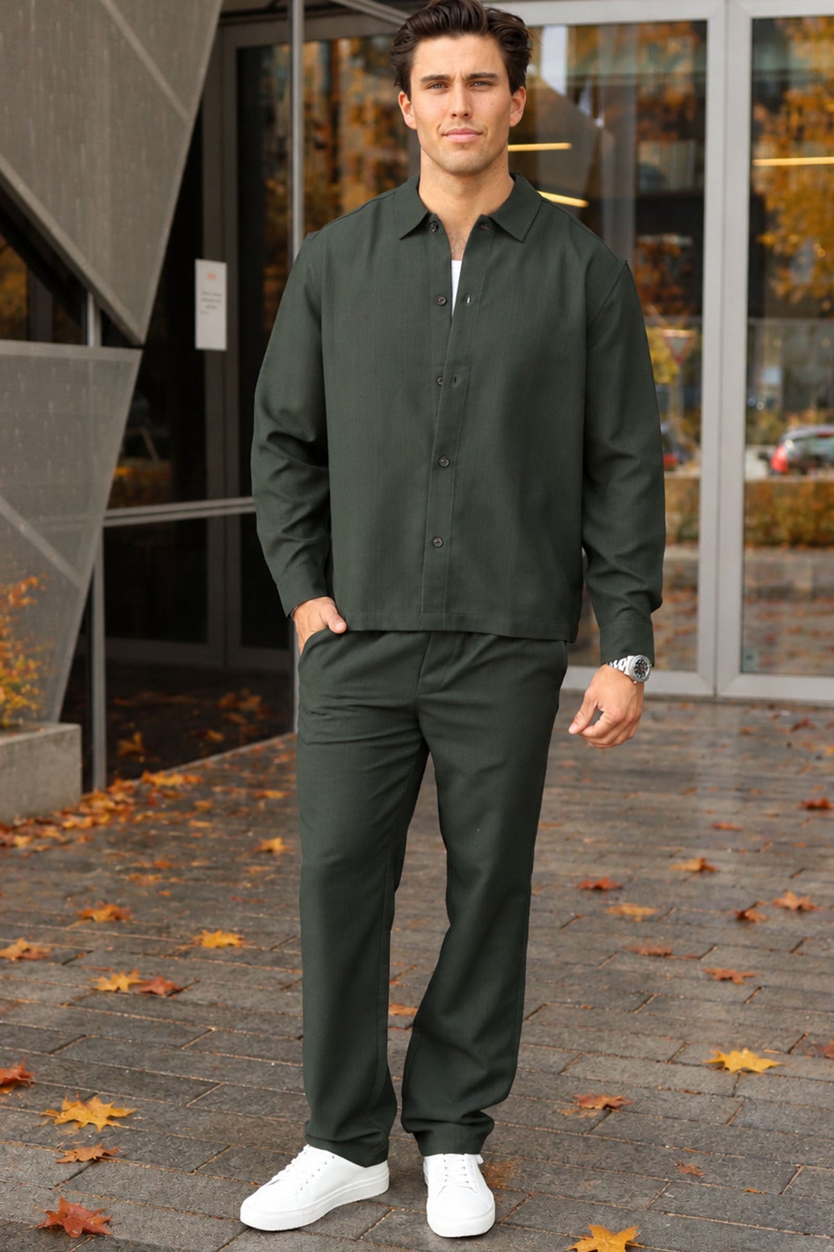 Only & Sons Hansi Ario LS Shirt Relaxed Forest Night