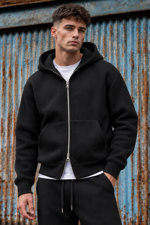 Jack & Jones Legacy Sweat Scuba Zip Hoodie Black