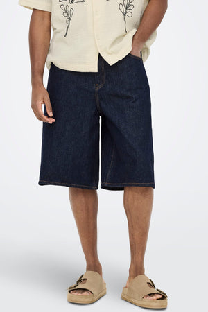 Only & Sons Carl Balloon Fit Shorts 6916 Dark Blue Denim