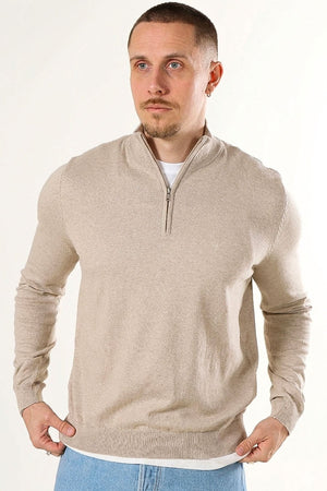 Clean Cut Copenhagen Claude half zip knit Ecru Melange