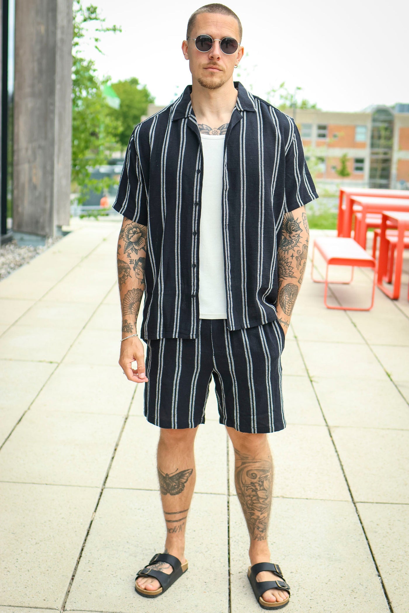 Only & Sons Trev Life Reg Stru Stripe Shorts Noos Dark Navy