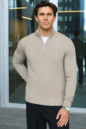 Kronstadt Carlo Cotton half zip knit Sand mix
