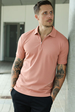 Selected Fave Zip Polo Rose Dawn