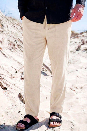 Solid TAIZ LINEN PANTS Oatmeal