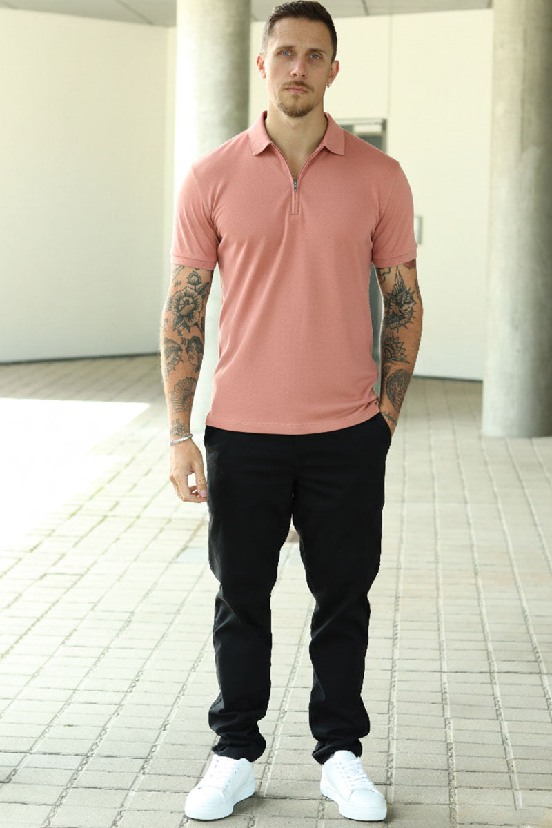 Selected Fave Zip Polo Rose Dawn